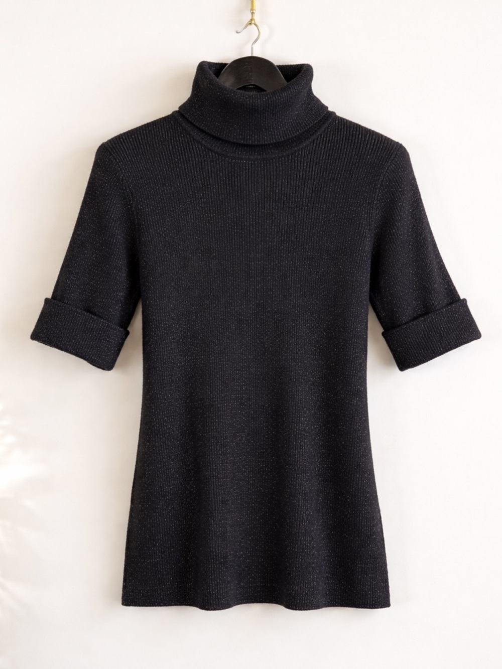 St. Tropez Black Sparkle Turtleneck Sweater Size M